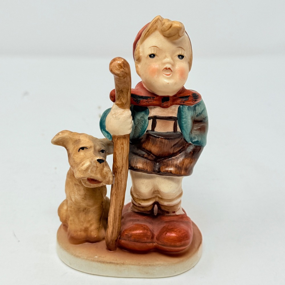 Vintage Occupied‎ Japan Boy Shepherd Dog Figurine Ceramic Pastoral Scene